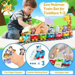 Aigybobo Toddler Train six numbered barns for sorting and counting practice.