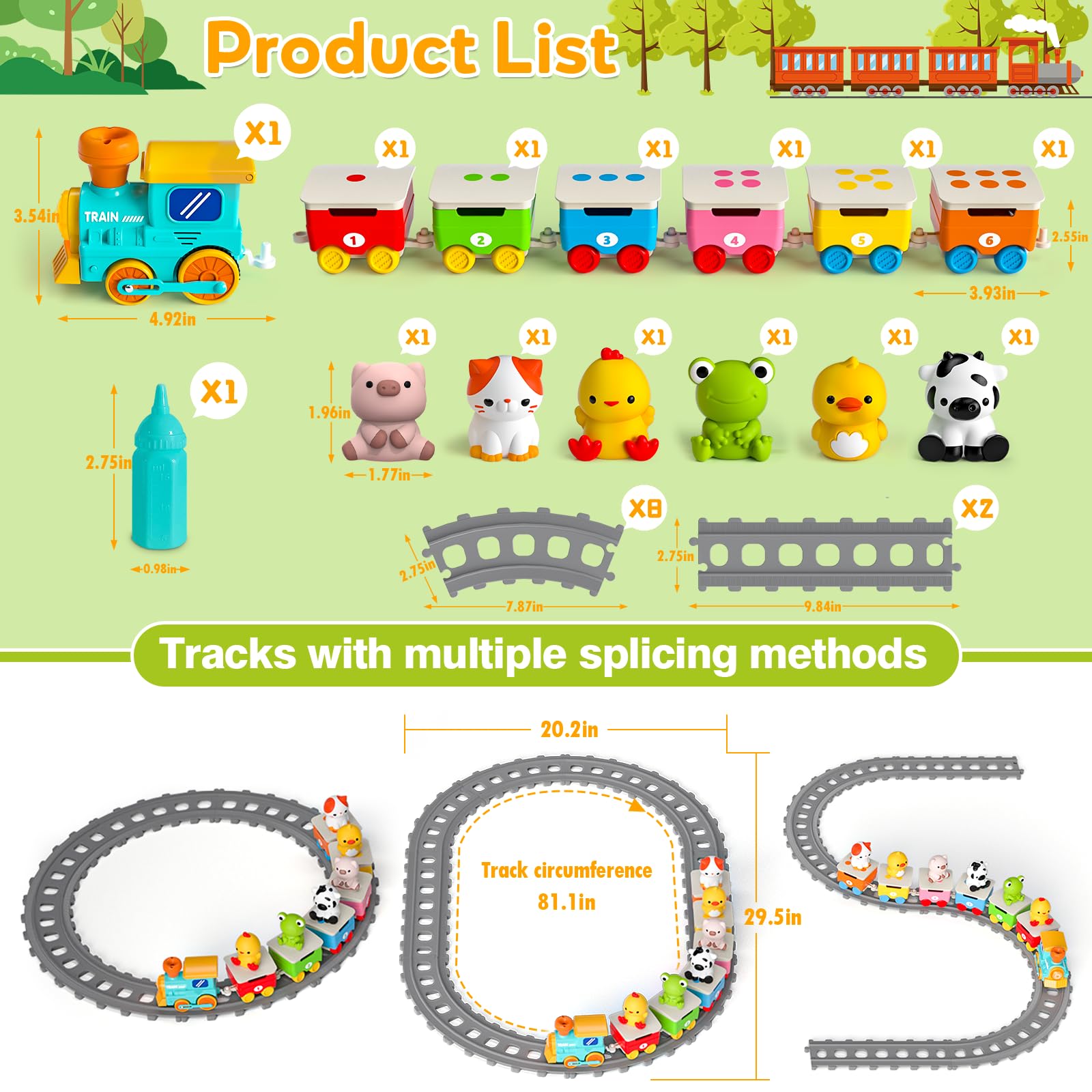 Aigybobo Toddler Train Set music and lights create engaging sensory moments.