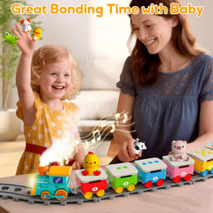 Aigybobo Toddler Train Set water injector adds a splash of realism to playtime.