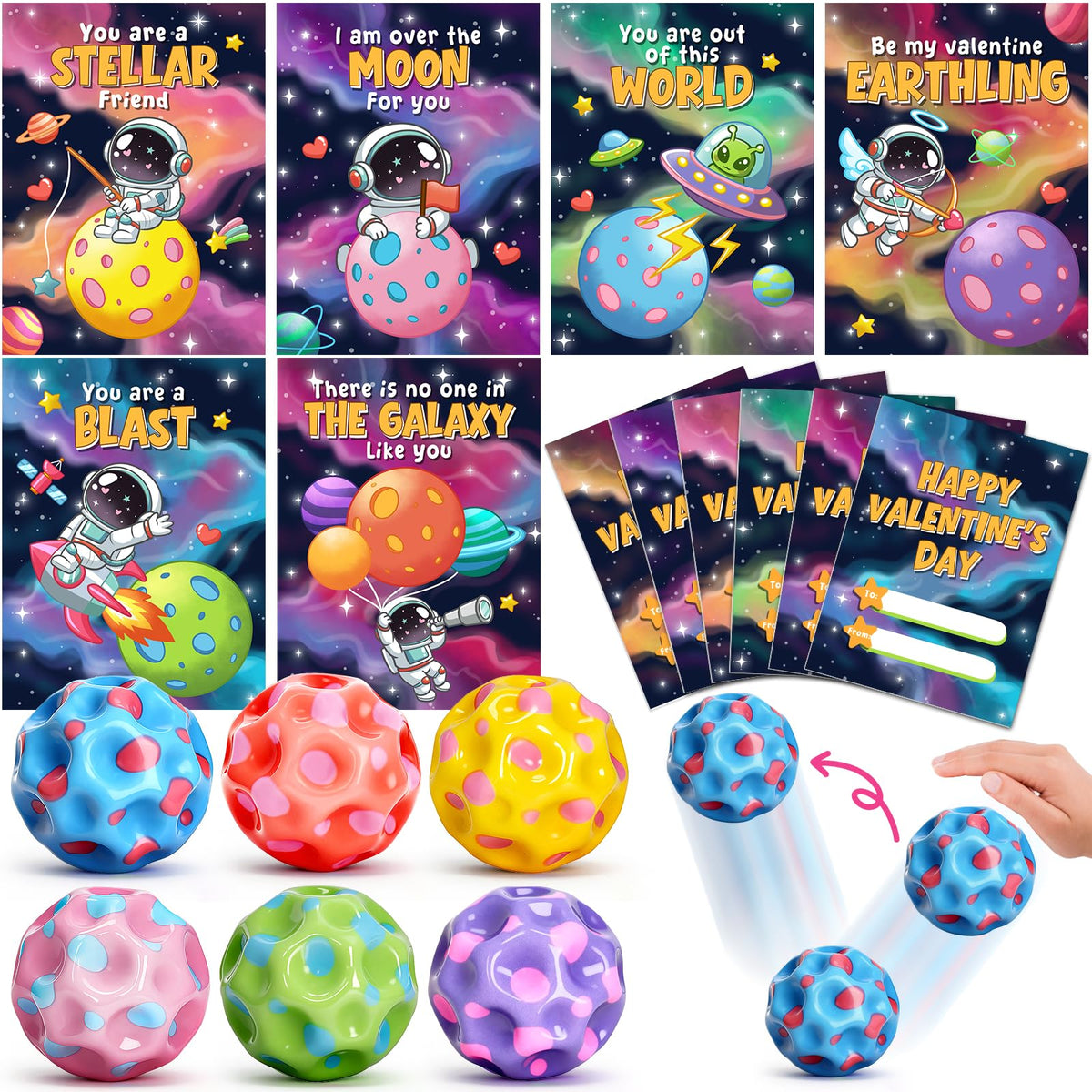 Aigybobo valentines cards space theme pack for classroom gift exchanges.