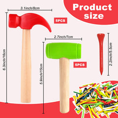 AIHSUMC wooden hammer green pair supports imaginative play and coordination.
