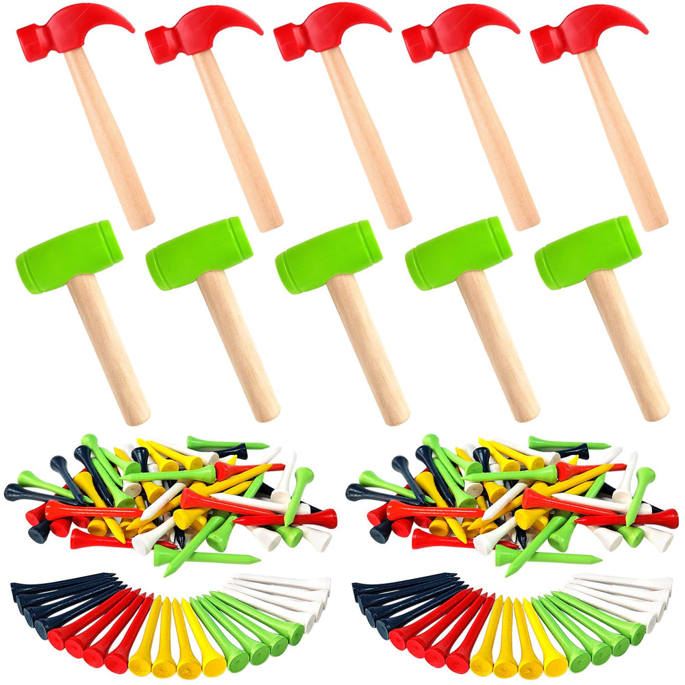 AIHSUMC wooden hammer red pair for hands-on play and color recognition.