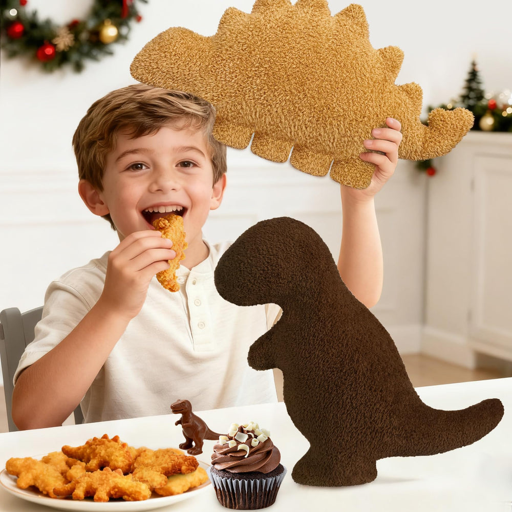 Aiideals Dino Nugget Pillow brown fur breading playful look