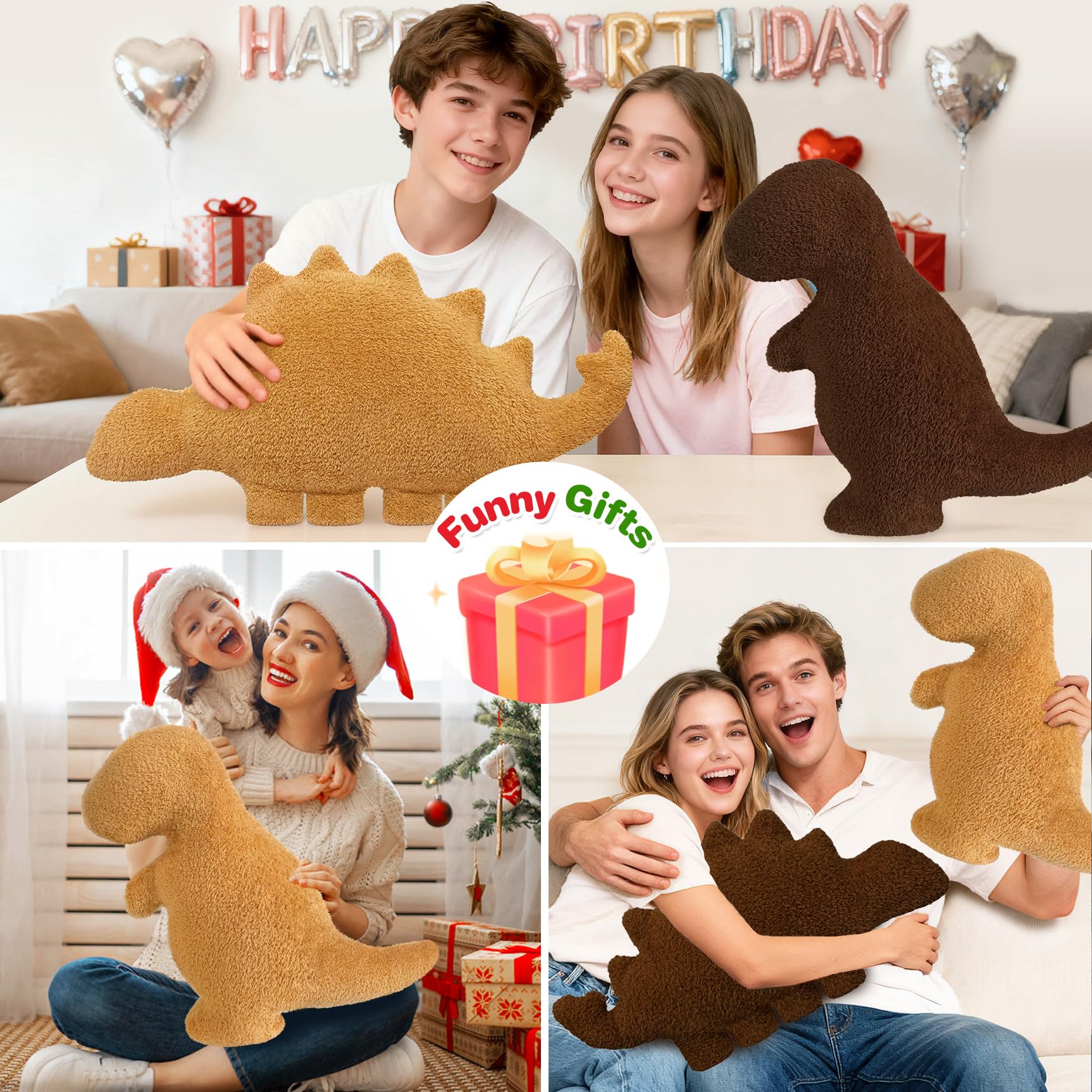 Aiideals Dino Nugget Pillow compact stuffed form ready for gifting.