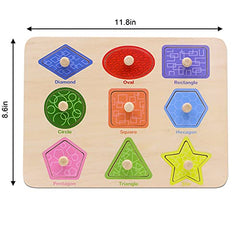 Aile bright colors on puzzle pieces support engaging shape matching.