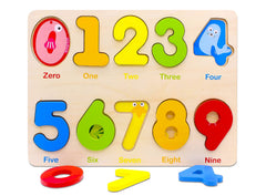 AILE wooden number puzzle blocks attract attention with bright colors.