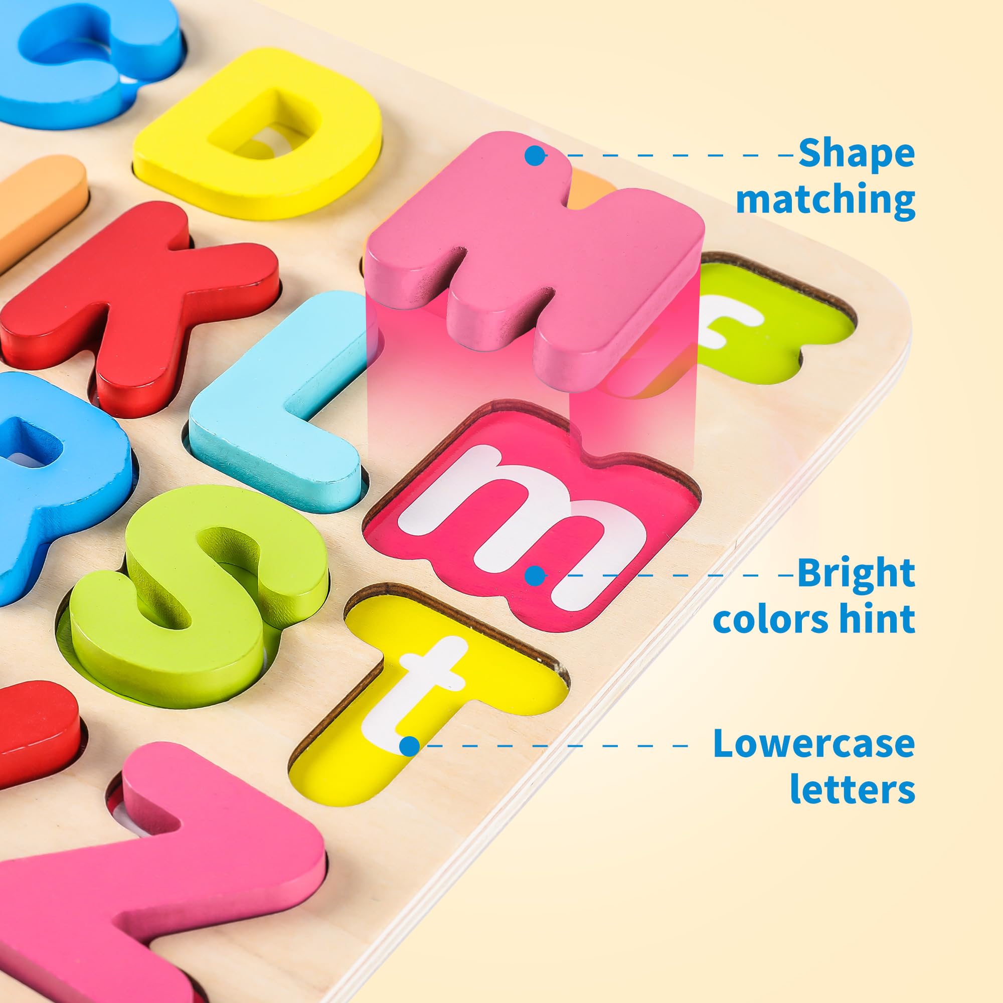 AILE wooden puzzle uses non-toxic paints for safe, curious toddlers.