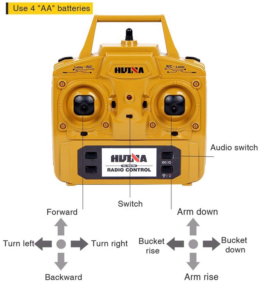Ailejia wheel loader rear view with realistic proportions for role play