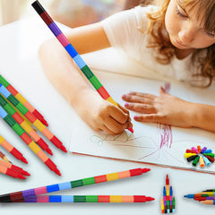 ailixinda kids painting with buildable rainbow crayons for imagination