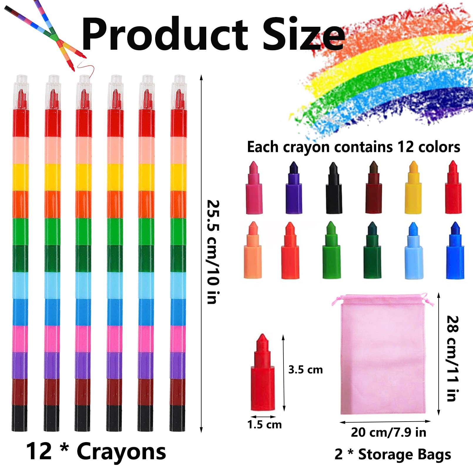 ailixinda stackable crayons end-cap closeup showing detachable design for portability