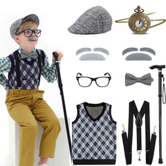 Aimeiar Kids 100 Days costume hat for an authentic old-man look during celebrations.