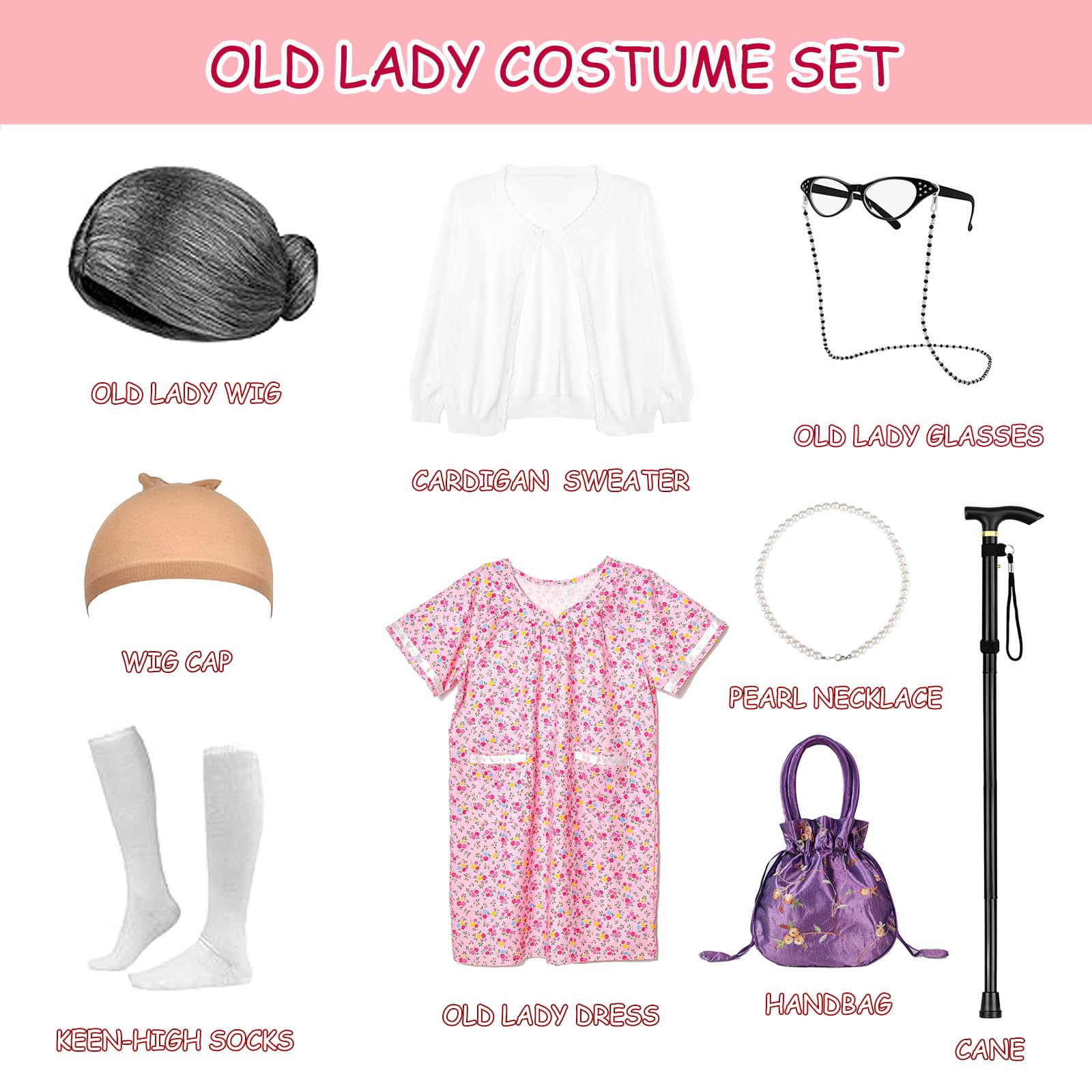 Aimeiar old lady bag completes the retro look with playful style