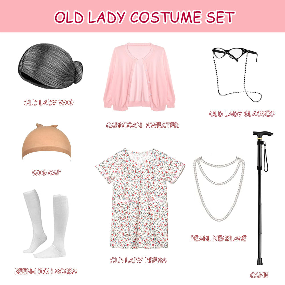 Aimeiar knee-high socks and foldable cane boost vintage costume charm.
