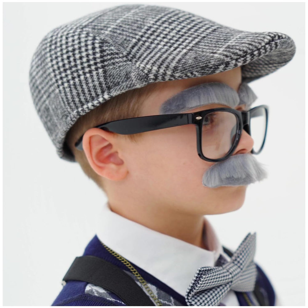 Aimeiar moustache and eyebrows set completes vintage grandpa disguise.