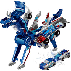 Aimery collision transforming dinosaur car toy front view for imaginative, magnetic-car play without batteries.