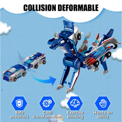 Aimery magnetic cars colliding to transform into a dino, encouraging creative storytelling during play.