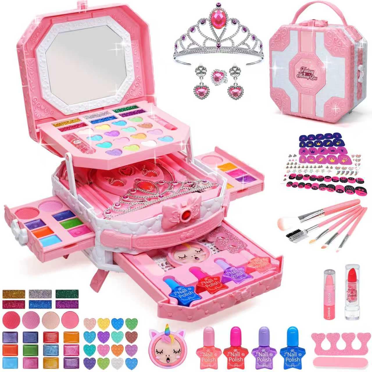 Aimidola 68-piece kid makeup kit full set sparks imaginative play and color exploration.