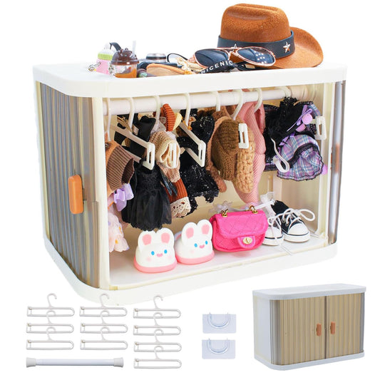 aimpiwt foldable doll wardrobe top display shelf keeps small accessories organized.