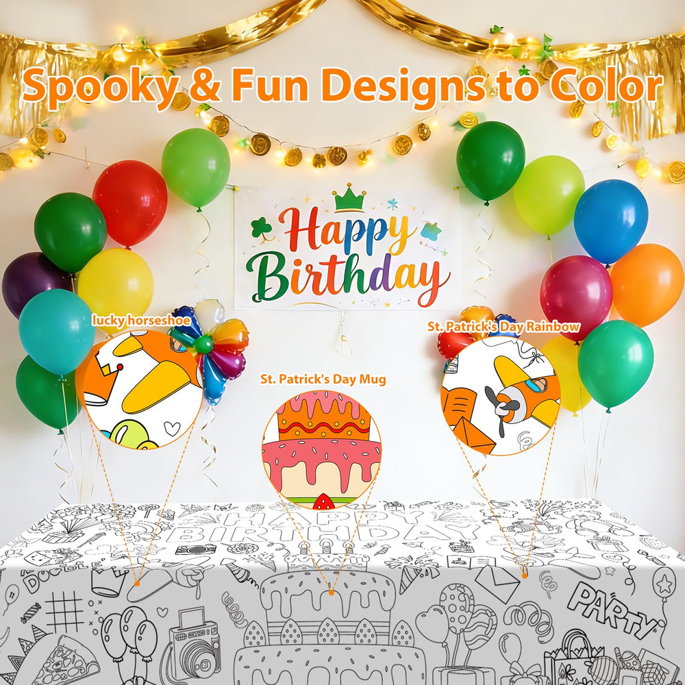 AinDen tablecloth used as a wall banner to decorate a party space