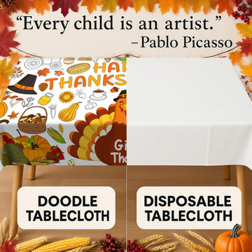 AinDen tablecloth enabling kids’ coloring sessions during Thanksgiving.