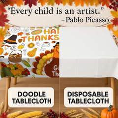AinDen tablecloth enabling kids’ coloring sessions during Thanksgiving.