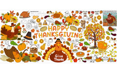 AinDen Thanksgiving tablecloth with turkeys for family coloring sessions.