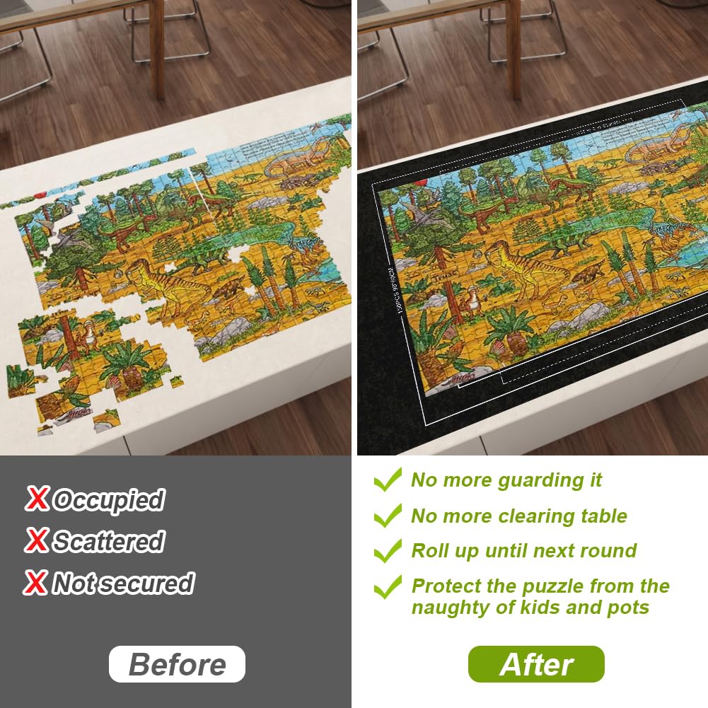 Ainiv inflatable tubes at ends help keep puzzle in place while rolling.