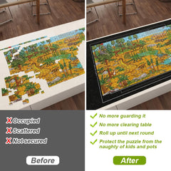 Ainiv inflatable tubes at ends help keep puzzle in place while rolling.