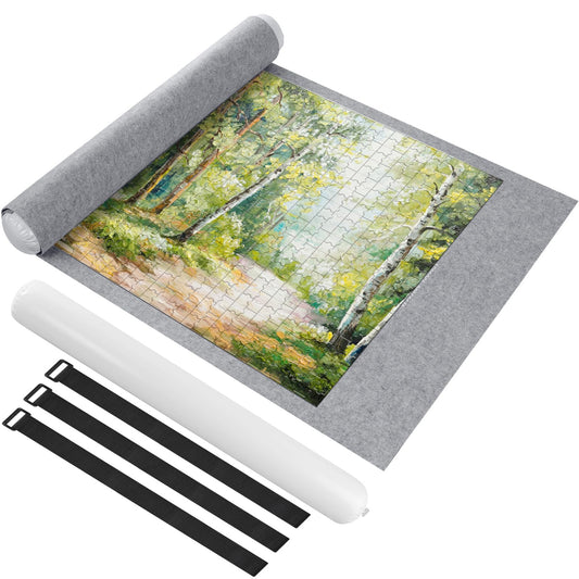 Ainiv jigsaw mat roll-up showing 1500-piece capacity on a gray felt surface