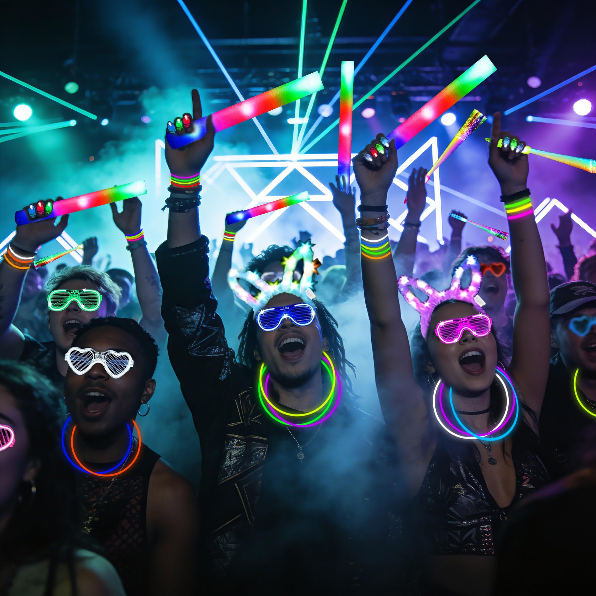 AioAuiy glow sticks pack providing versatile lighting for events