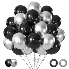 AIOZX black and silver balloon kit showcasing elegant color contrast for upscale parties.