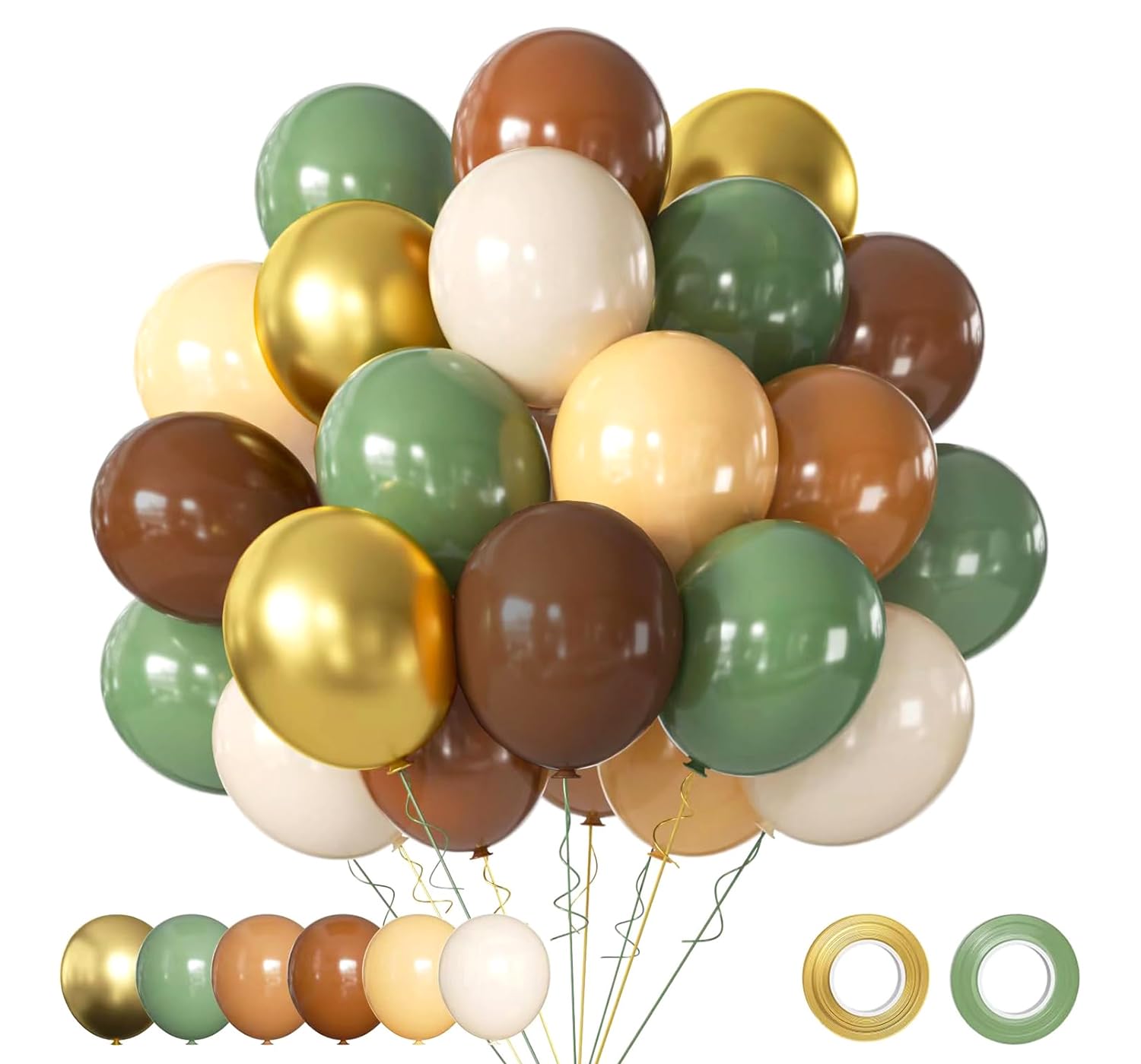 AIOZX green brown cream gold balloon kit ideal for woodland-themed celebrations