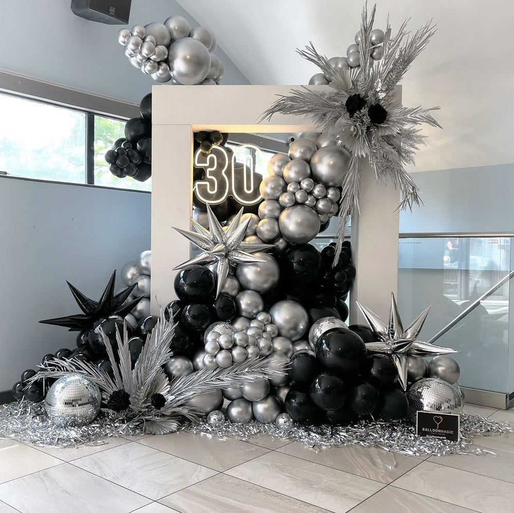 AIOZX silver confetti balloons add festive texture for photo-worthy moments.