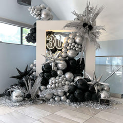 AIOZX silver confetti balloons add festive texture for photo-worthy moments.