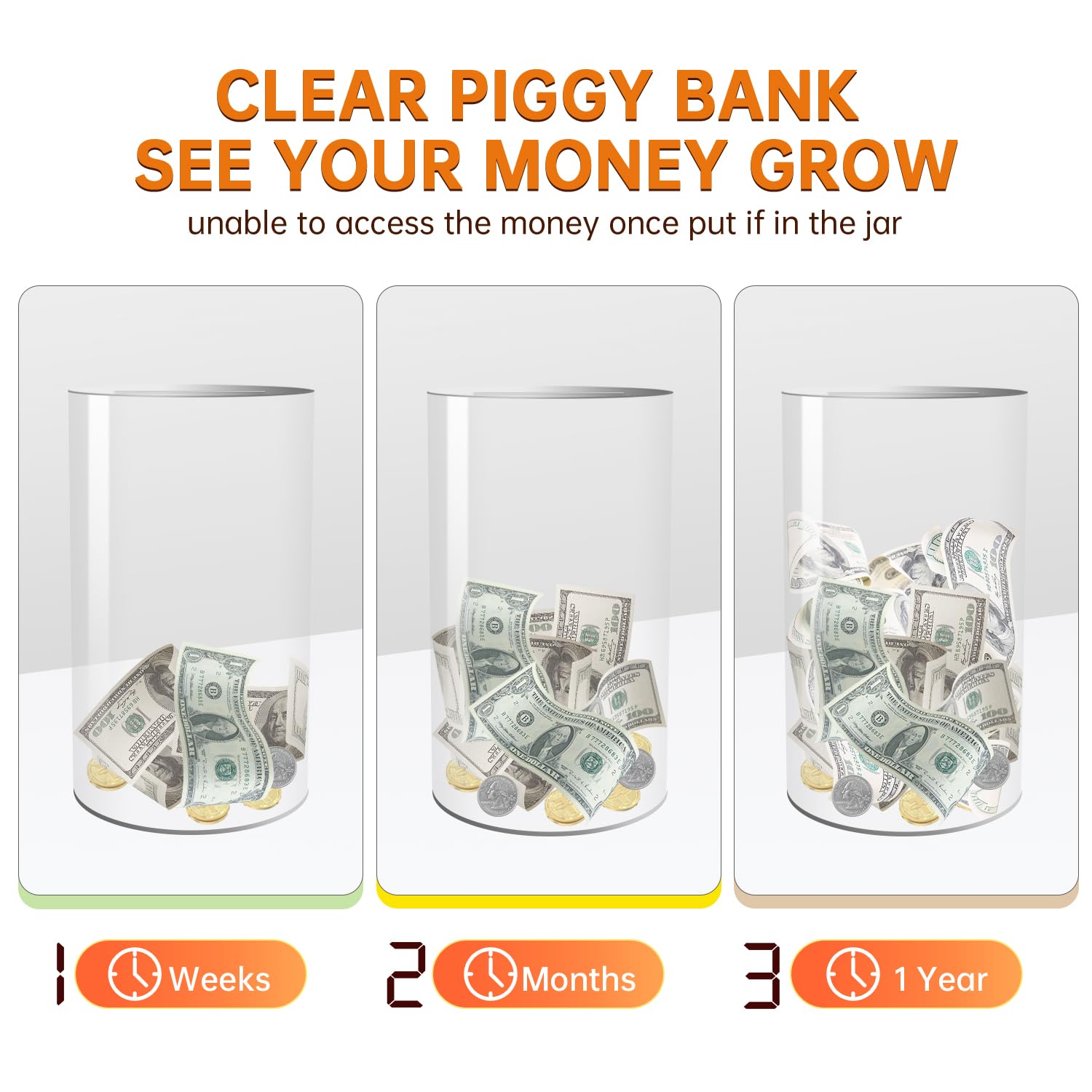 AIPOR Clear Piggy Bank acrylic material ensures durable, long-lasting storage for future goals.