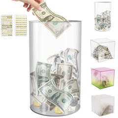 AIPOR Clear Piggy Bank money-saving-jar shows savings progress with a transparent acrylic body.