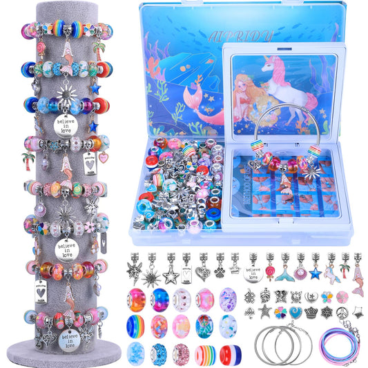 AIPRIDY charm bracelet kit with unicorn-mermaid gift box inspires imaginative crafting sessions