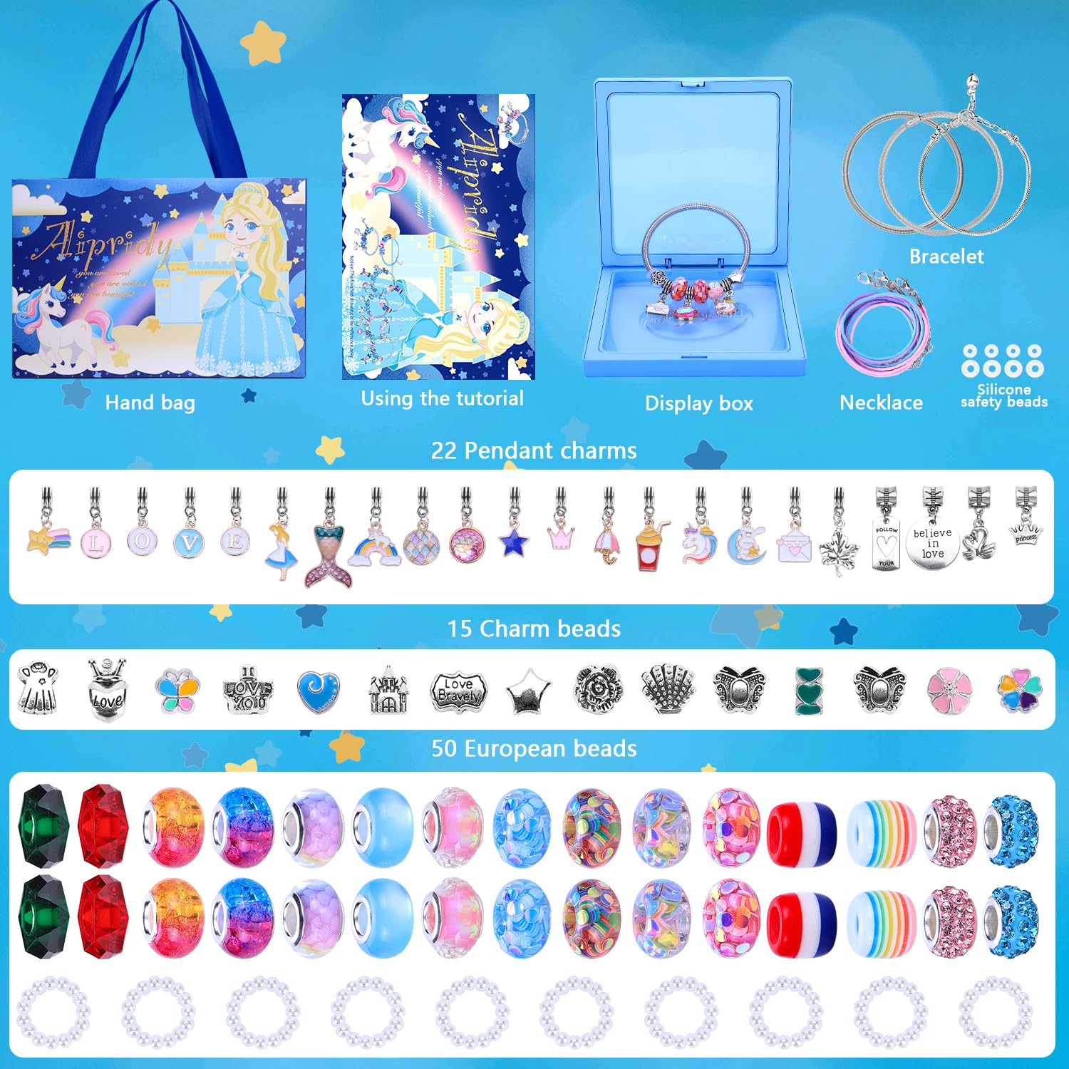 AIPRIDY DIY jewelry parts spread with colorful beads sparks creativity.