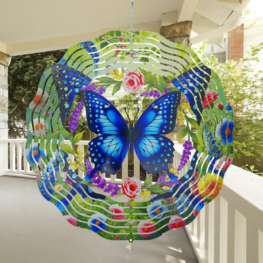 AiQDBAA wind spinner butterflies outdoor decor catching light and motion in the yard.