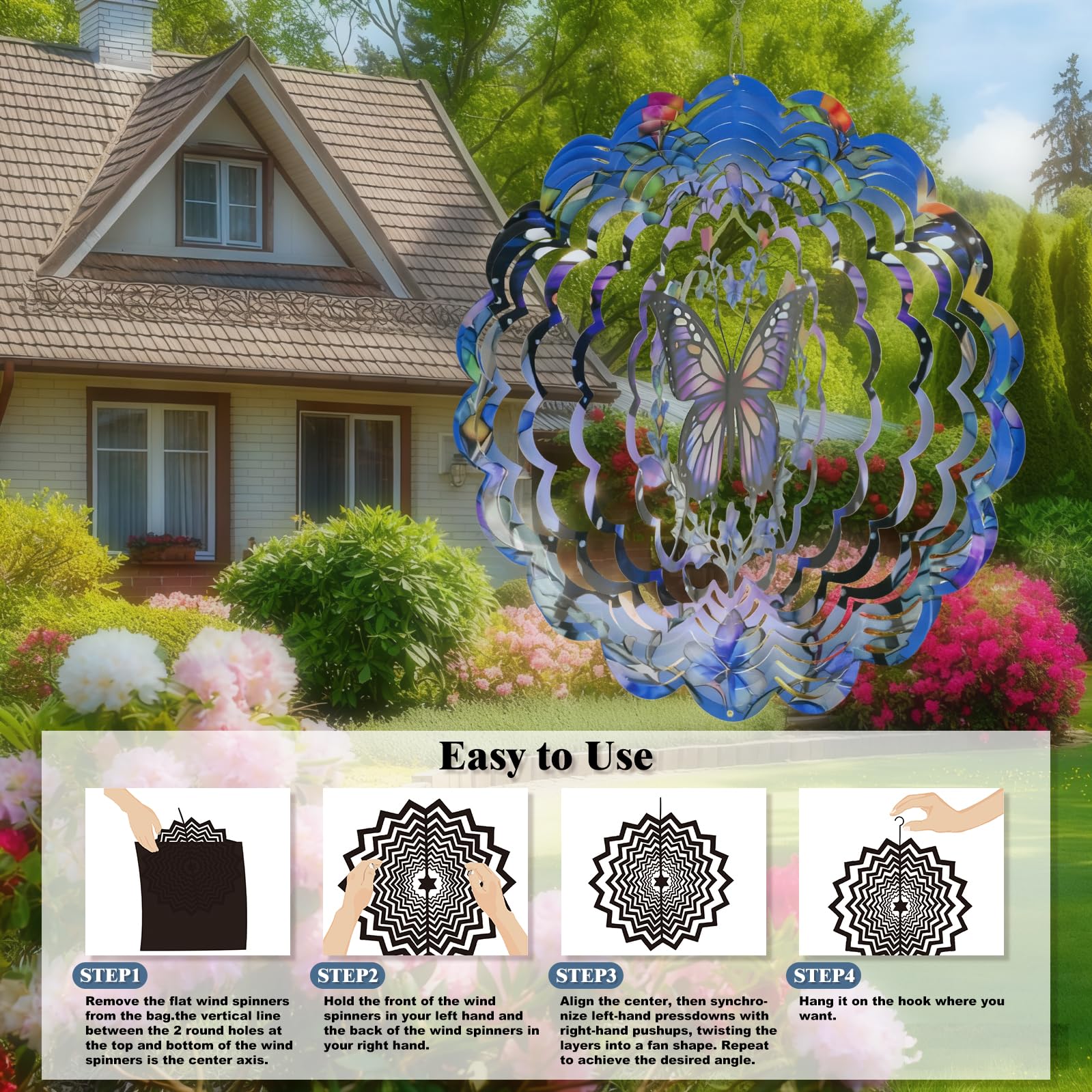 AiQDBAA wind spinner butterfly close-up blades showcase durability and quality.