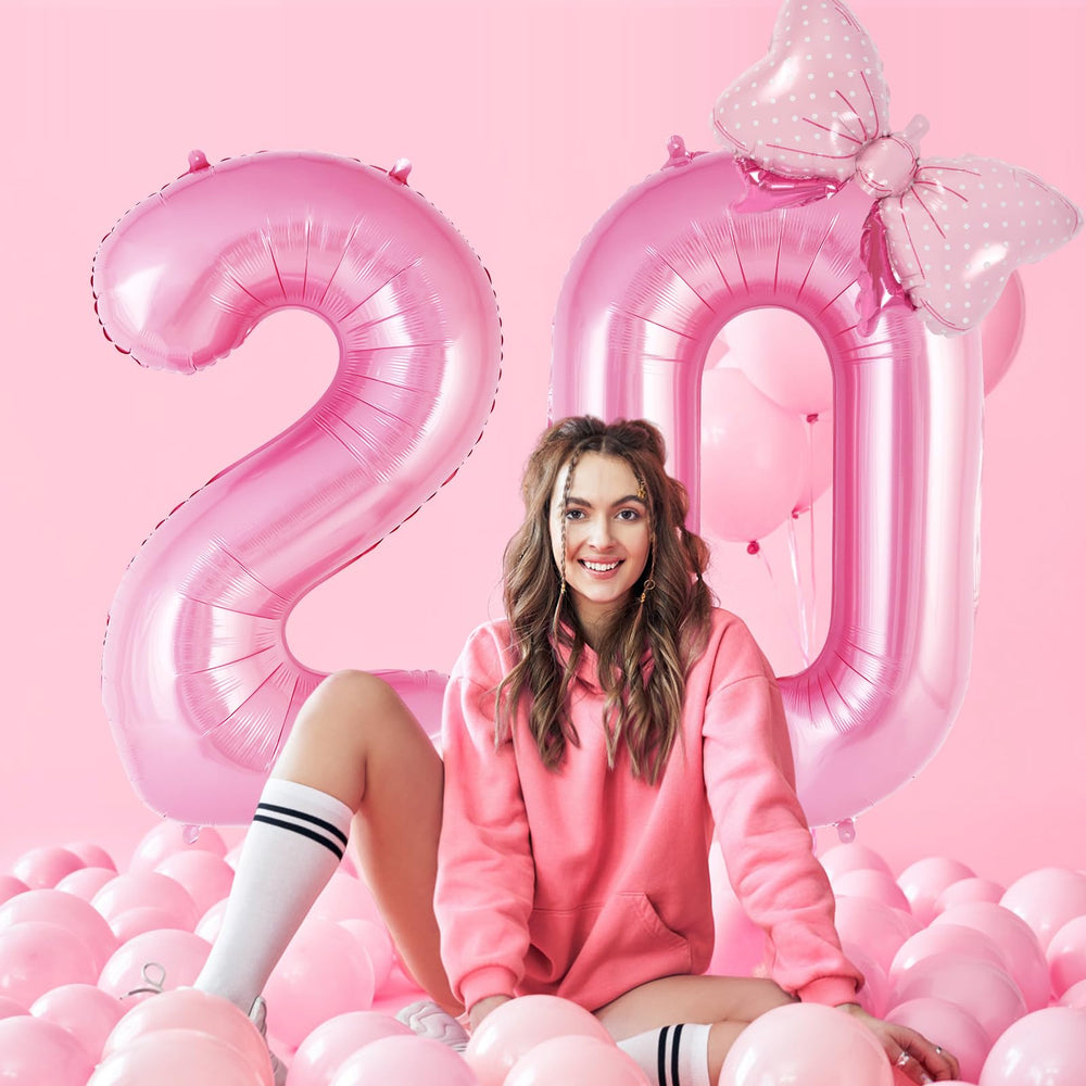AIQINHU 40 inch pink number balloon in kid-friendly party room