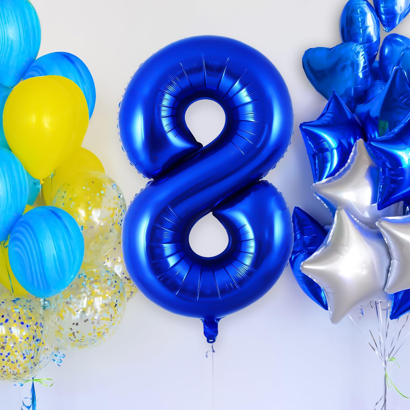 AIQINHU giant navy 8 balloon, smooth finish and reusable for future parties.