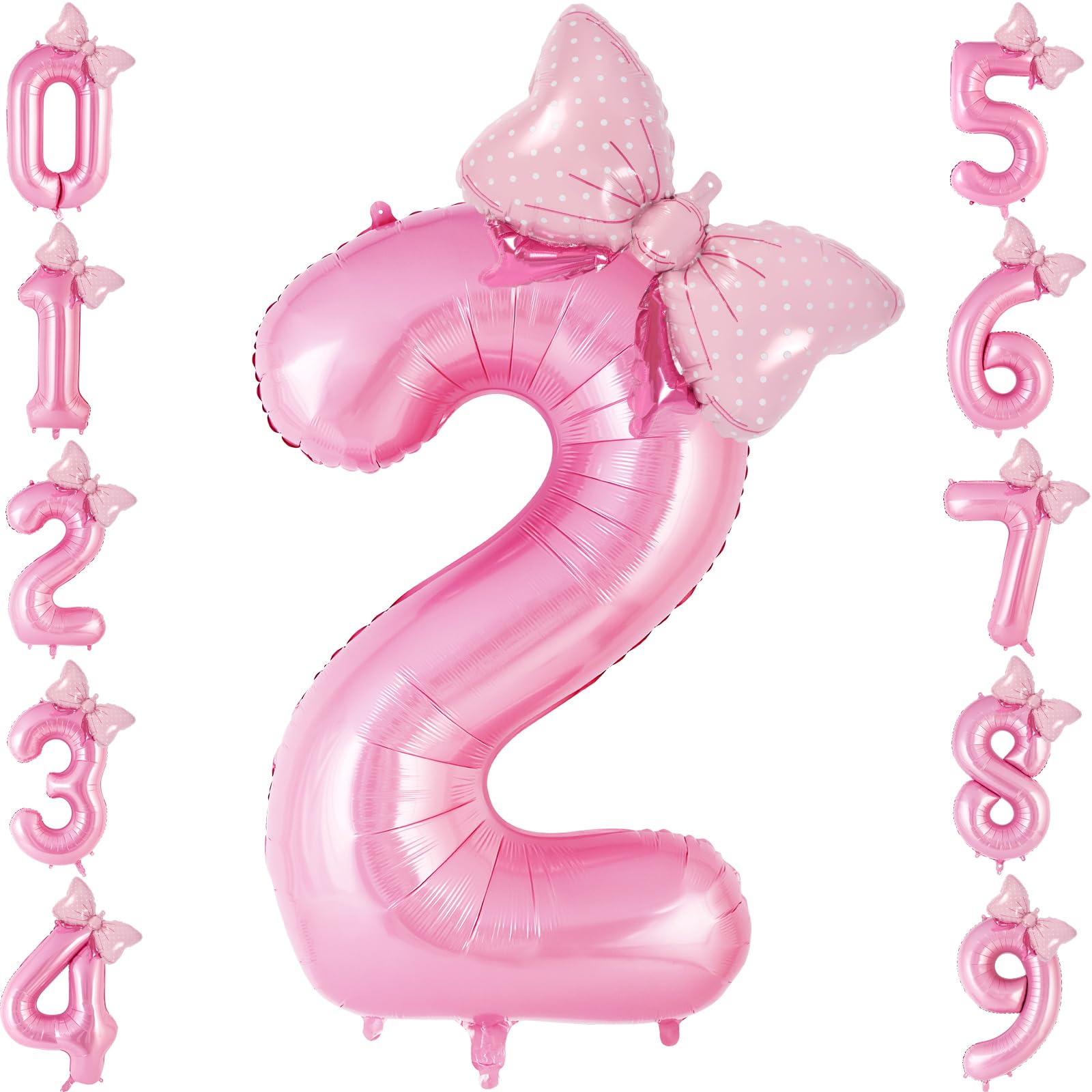AIQINHU bow pink number 2 balloon 40 inch for eye-catching party decor