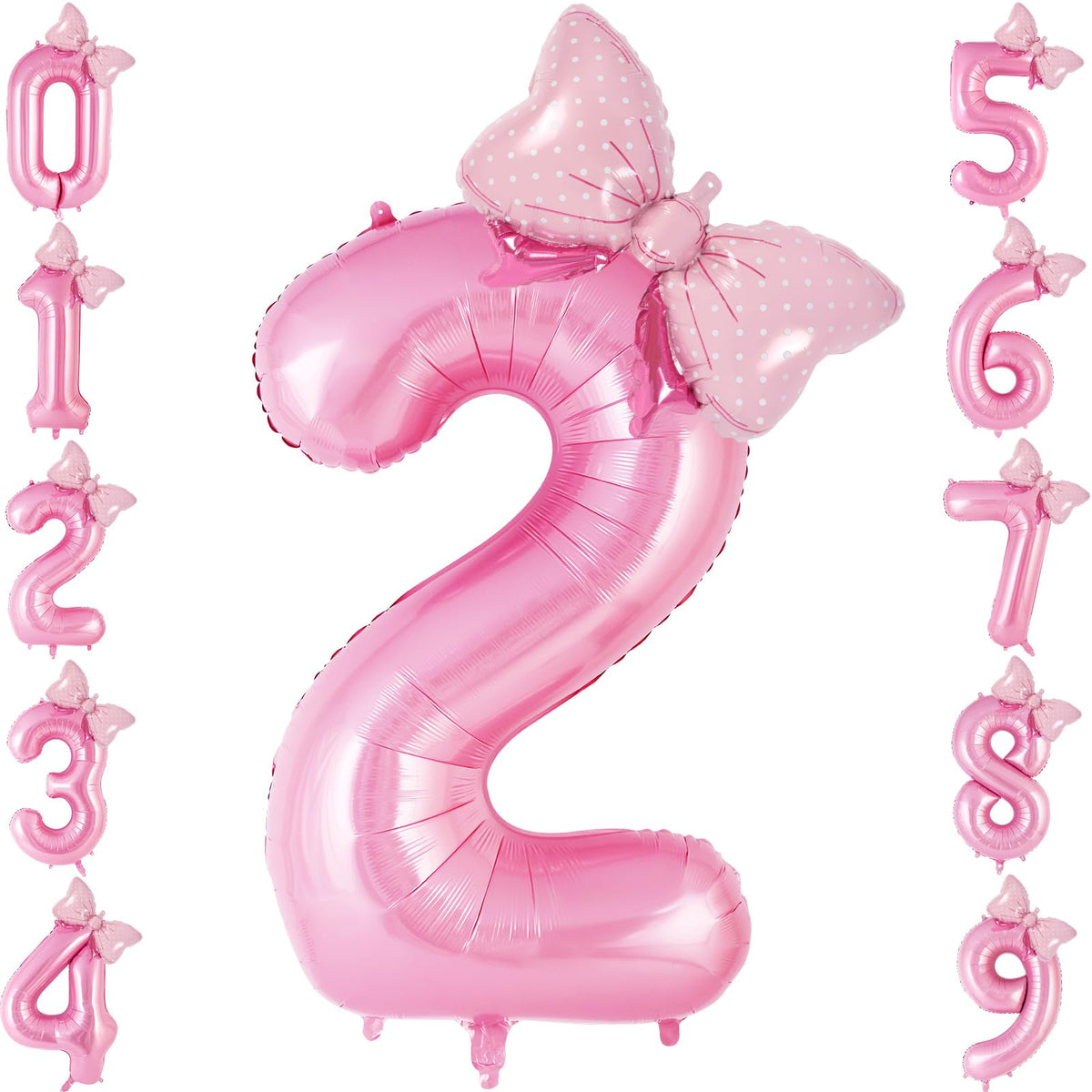 AIQINHU bow pink number 2 balloon 40 inch for eye-catching party decor