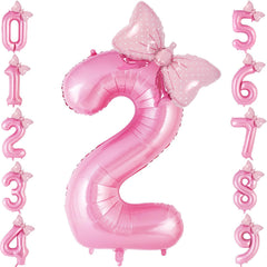 AIQINHU bow pink number 2 balloon 40 inch for eye-catching party decor