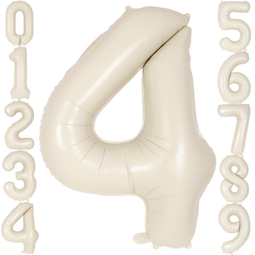 AIQINHU Cream Number 4 balloon 40-inch backdrop for memorable 4th birthday
