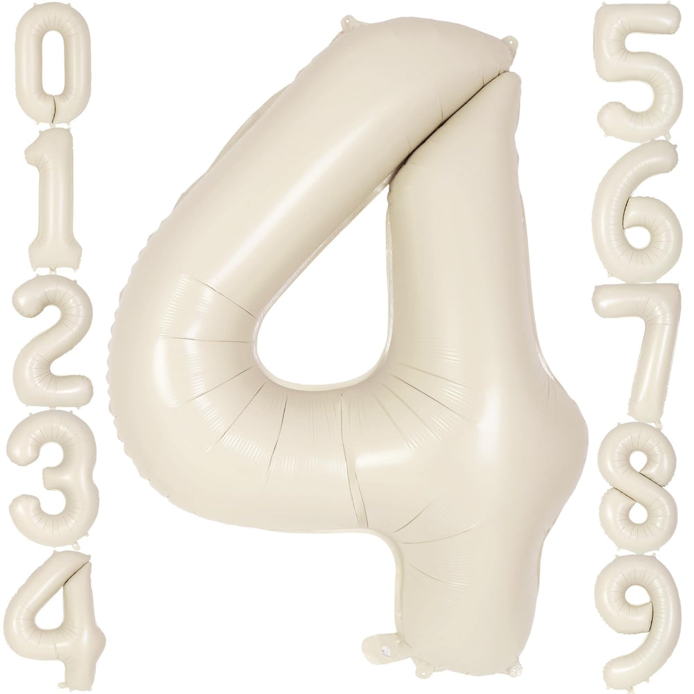 AIQINHU Cream Number 4 balloon 40-inch backdrop for memorable 4th birthday