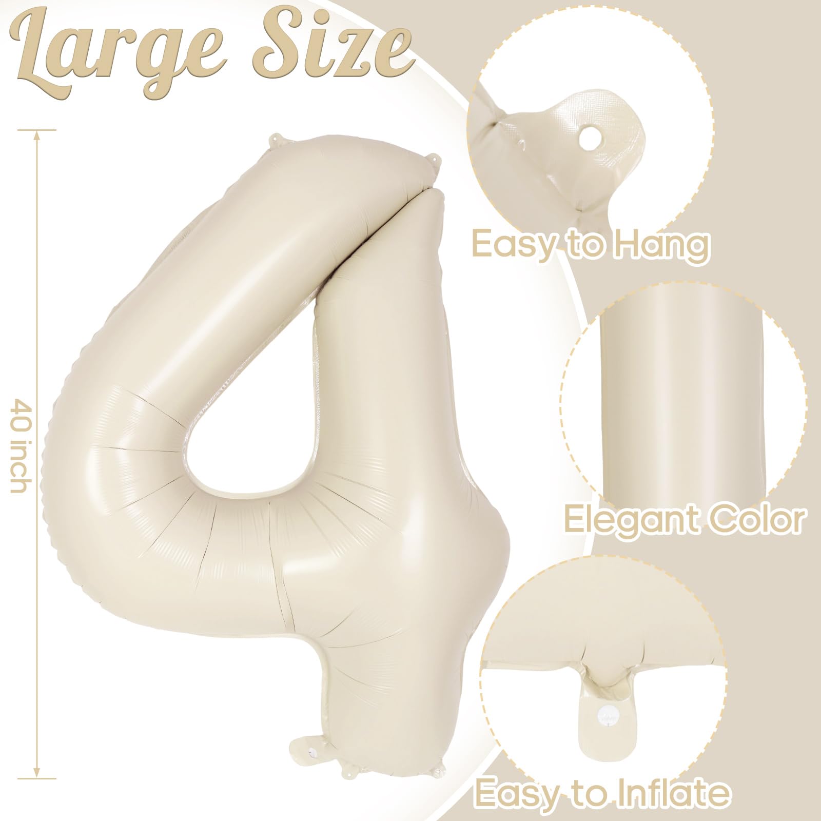 AIQINHU Cream Number 4 balloon beige color adds soft elegance to party décor