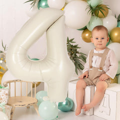 AIQINHU Cream Number 4 balloon with double loops for easy setup