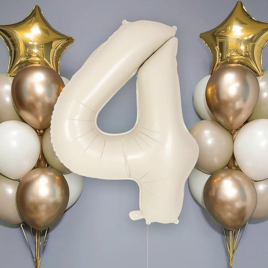AIQINHU Cream Number 4 balloon in foil material for long-lasting decor